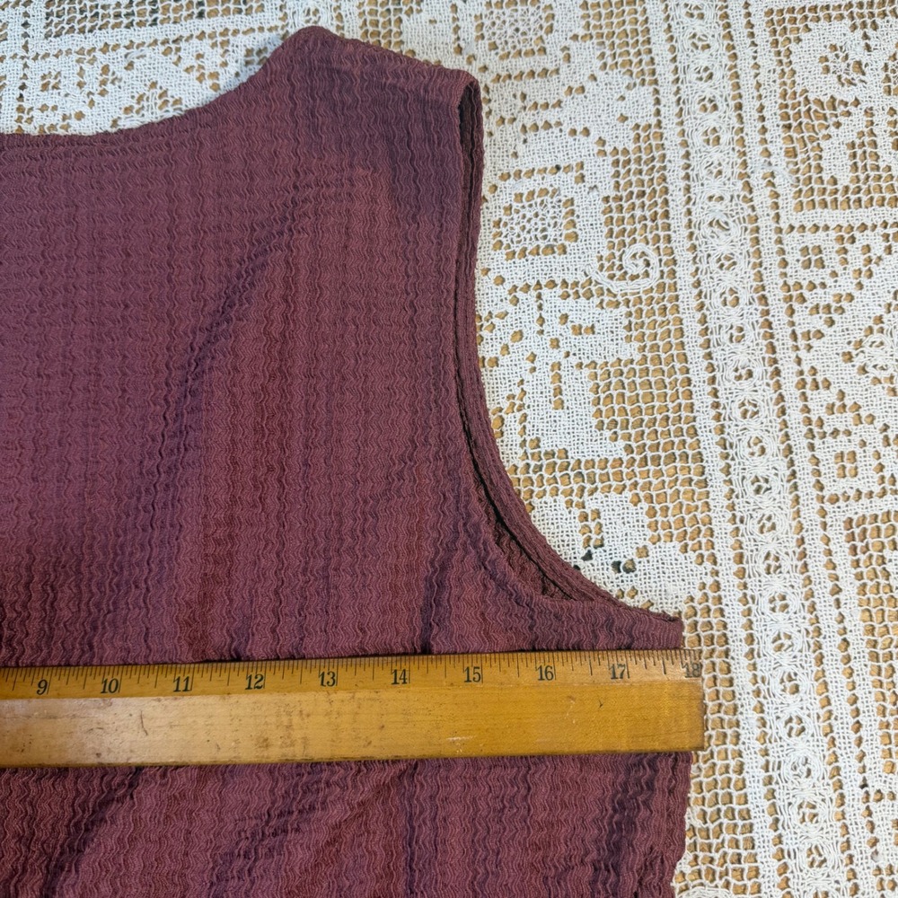 LOFT Womens Plum Burgundy Textured Tie Front Peplum Sleeveless Top Size M - Picture 9 of 9